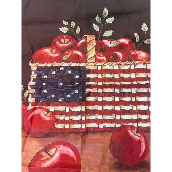 Vintage Outdoor Porch Flag American Flag Basket of Red Apples Patriotic JL - Picture 5 of 9
